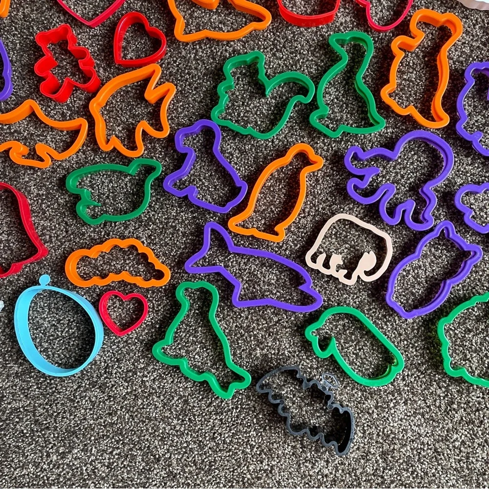 Large Lot of 60 Plastic Cookie Cutters Variety Christmas Animal & Various Shapes